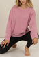 Dua Oversized Crew Neck Long Sleeve Tee in Rose Pink