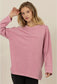 Dua Oversized Crew Neck Long Sleeve Tee in Rose Pink