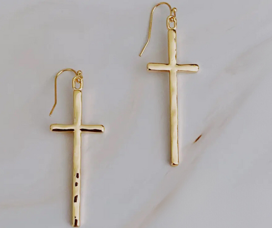 Cross Earrings - Gold