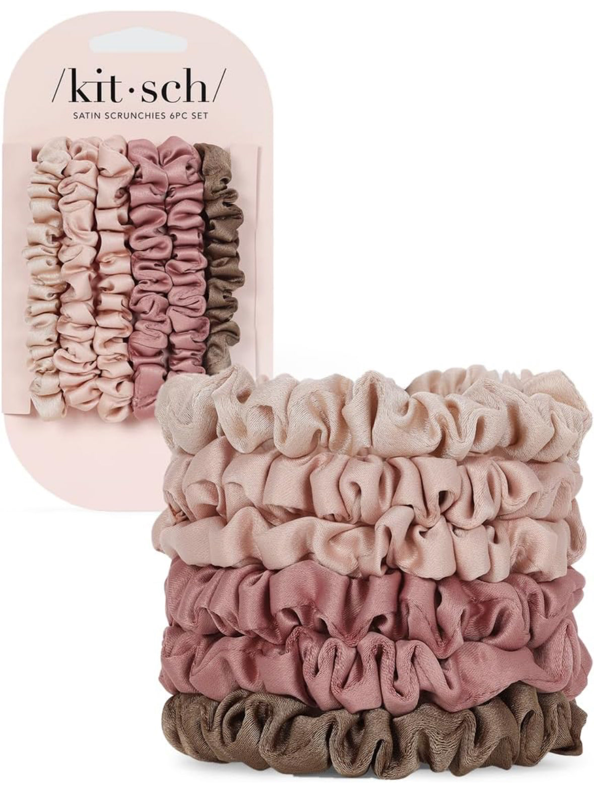 Ultra Petite Satin Scrunchies 6pc - Terracotta