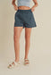 Blue High-Waisted Drawstring Shorts