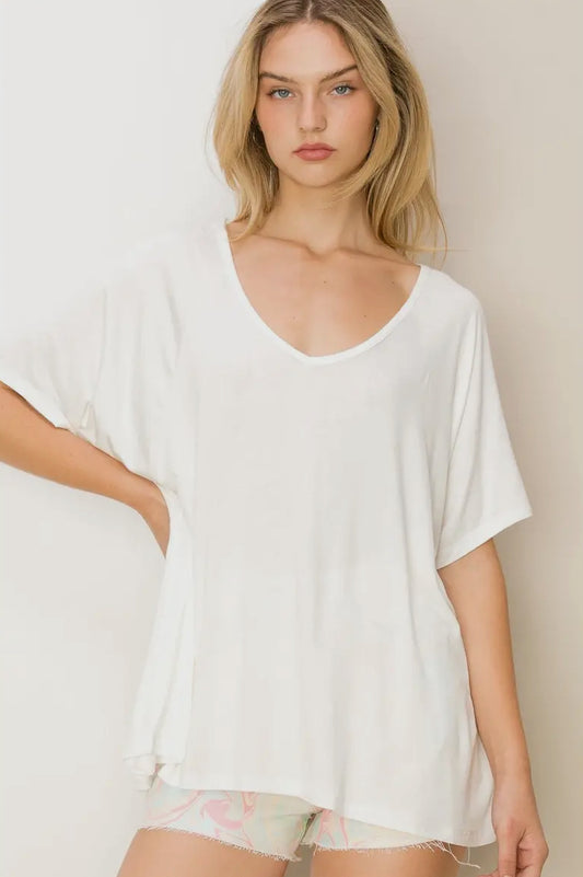 Dulcy Oversized Tee in Off White