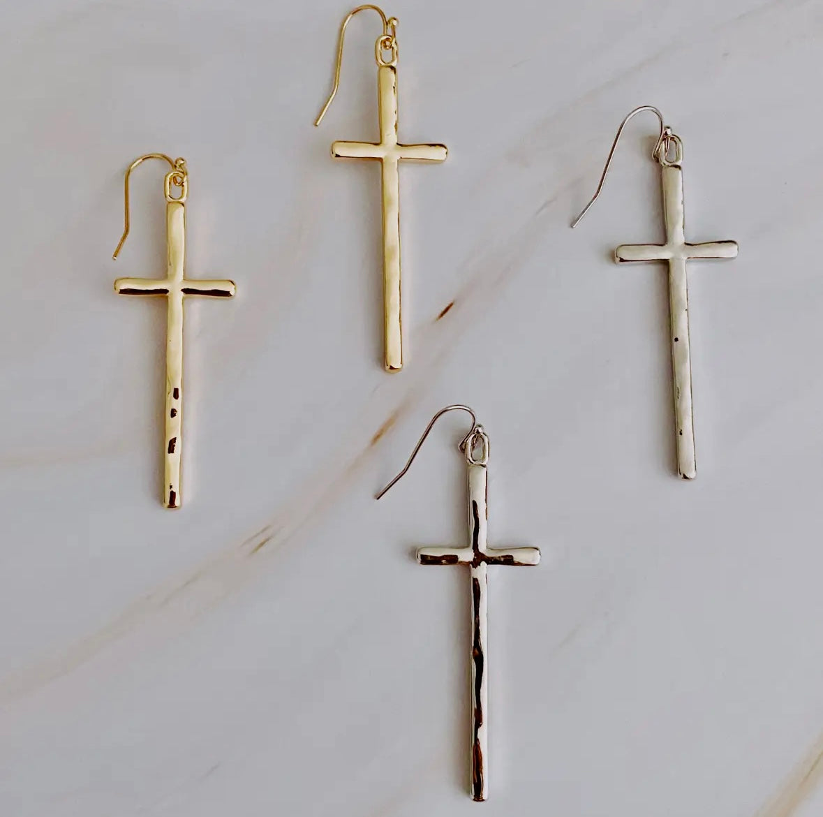 Cross Earrings -Silver