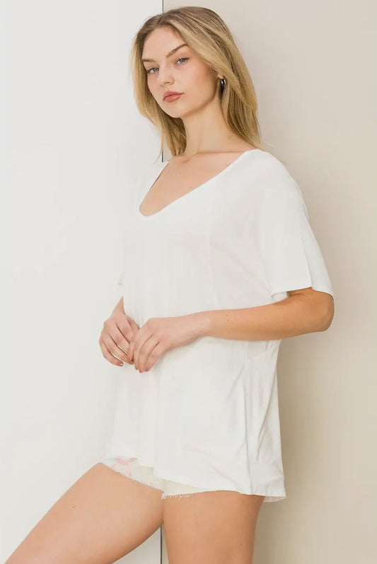 Dulcy Oversized Tee in Off White