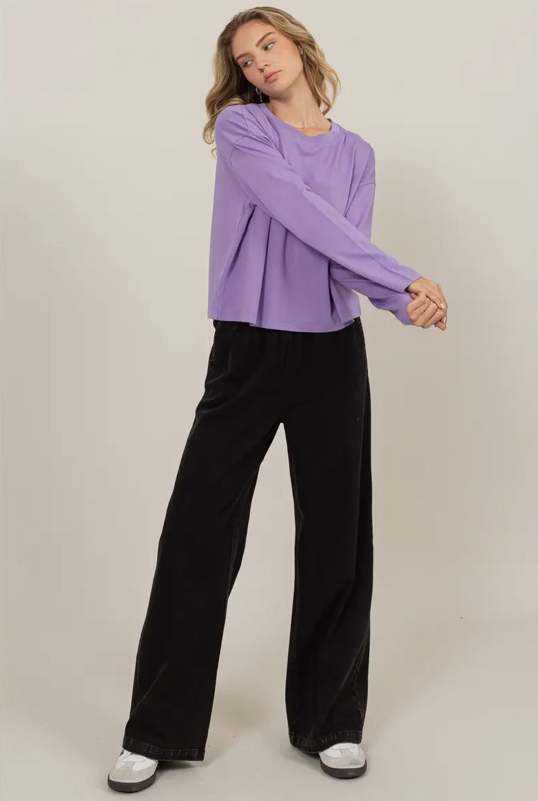 Dani Wide Long Sleeve Tee in Lavender