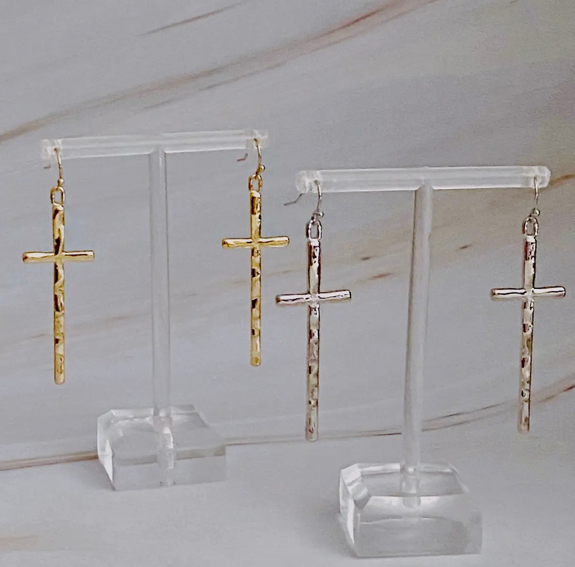 Cross Earrings -Silver