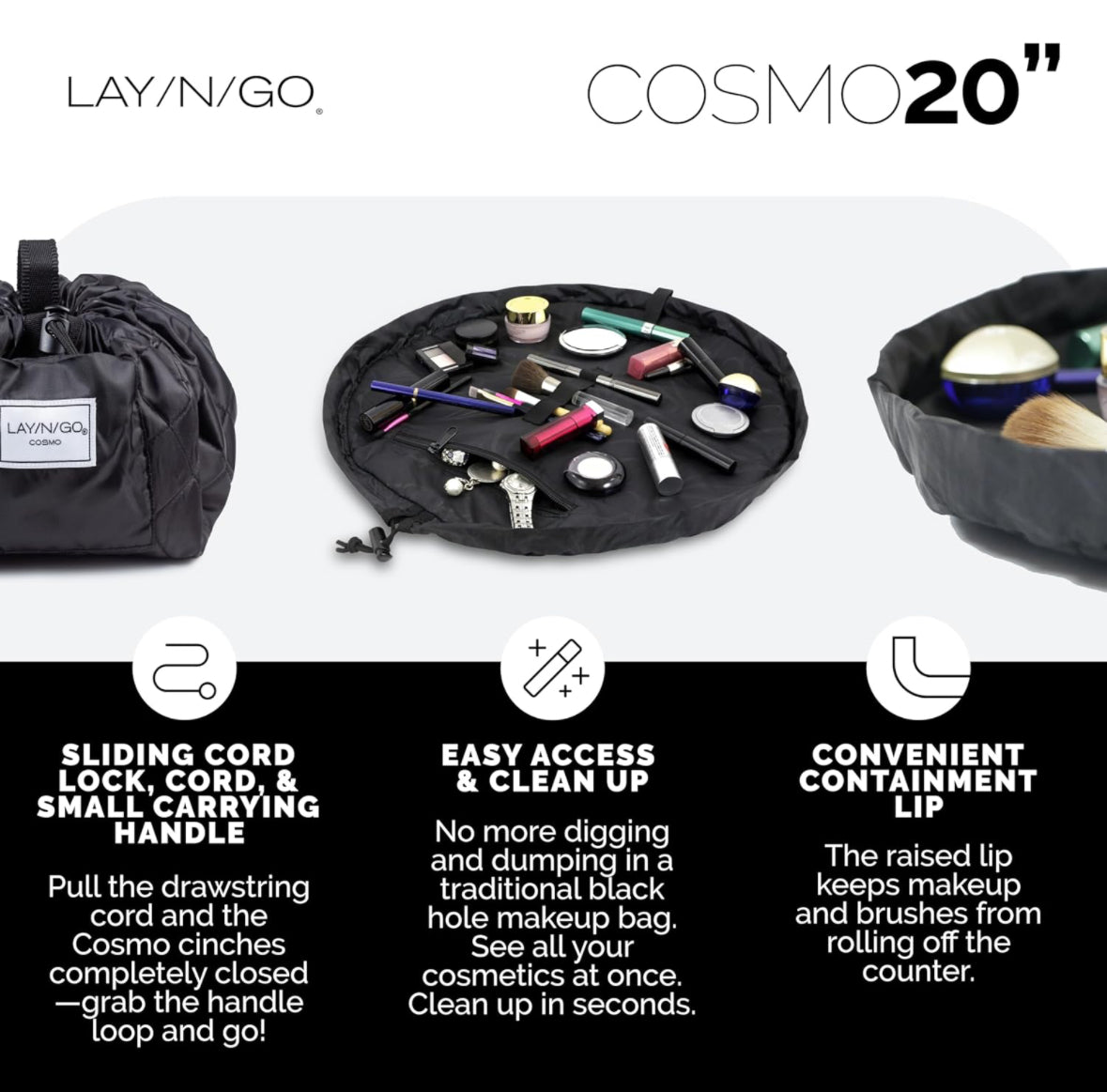 Lay-n-Go Cosmo Makeup Bag (Black)