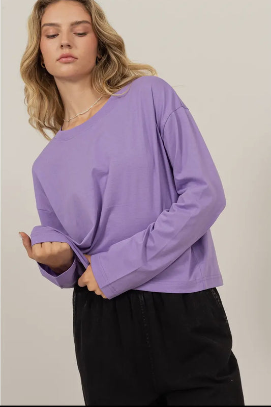 Dani Wide Long Sleeve Tee in Lavender