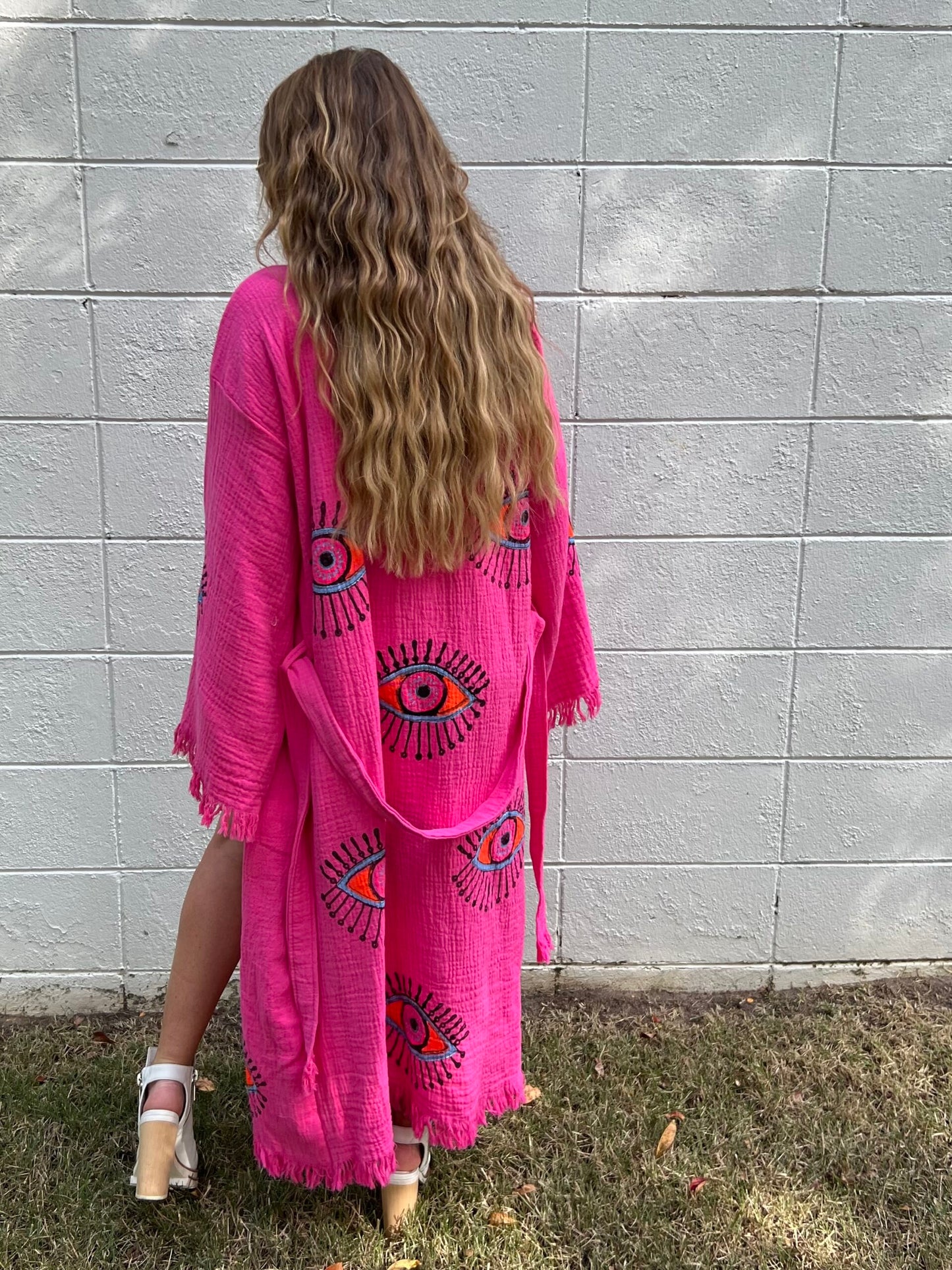 Evil Eye Kimono - Hot Pink