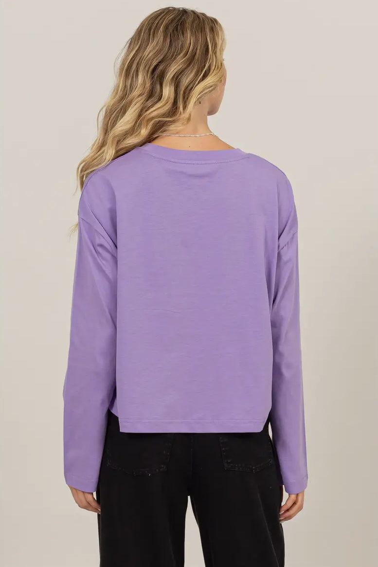 Dani Wide Long Sleeve Tee in Lavender