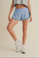 Blue High-Waisted Ruffle Active Shorts