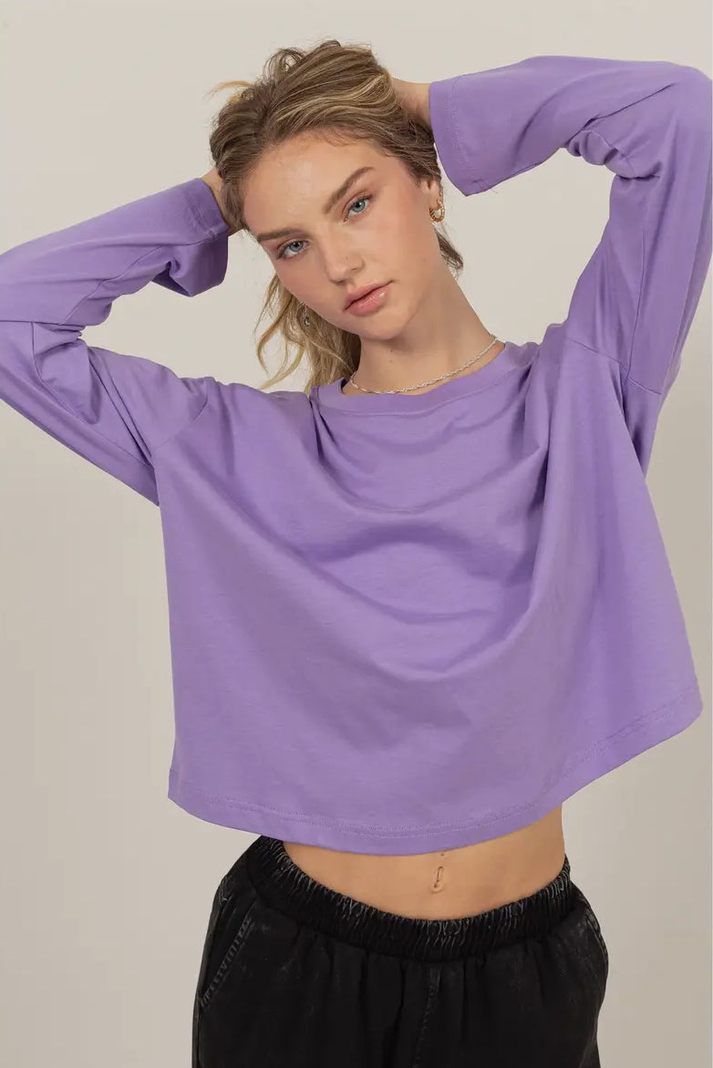 Dani Wide Long Sleeve Tee in Lavender