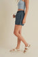 Blue High-Waisted Drawstring Shorts