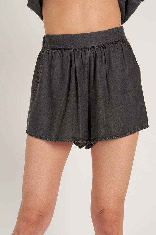 Georgia Black Tencel Shorts