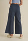 Navy Wide Leg Cargo Pants