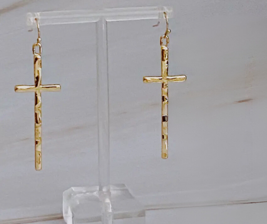 Cross Earrings - Gold