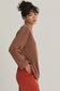 Dua Oversized Crew Neck Long Sleeve Tee in Chestnut