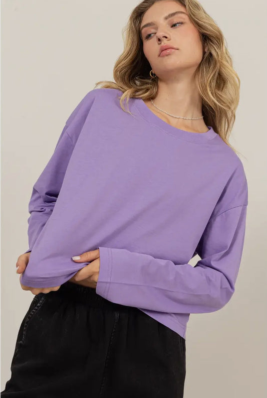 Dani Wide Long Sleeve Tee in Lavender