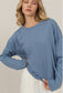 Dani Wide Long Sleeve Tee in Gray Blue