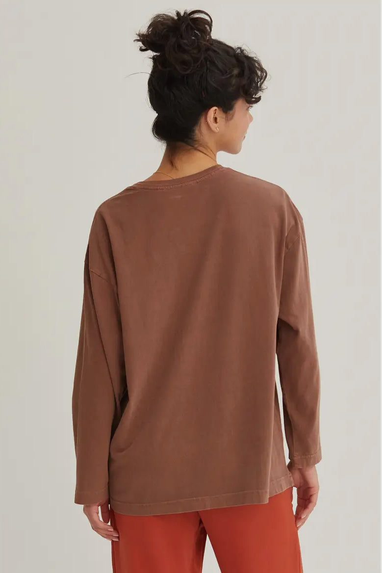 Dua Oversized Crew Neck Long Sleeve Tee in Chestnut