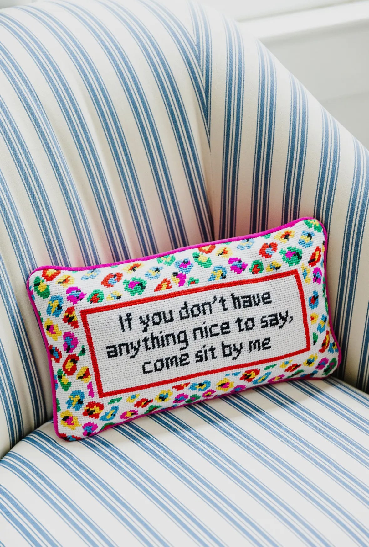 Come Sit By Me Needlepoint Pillow