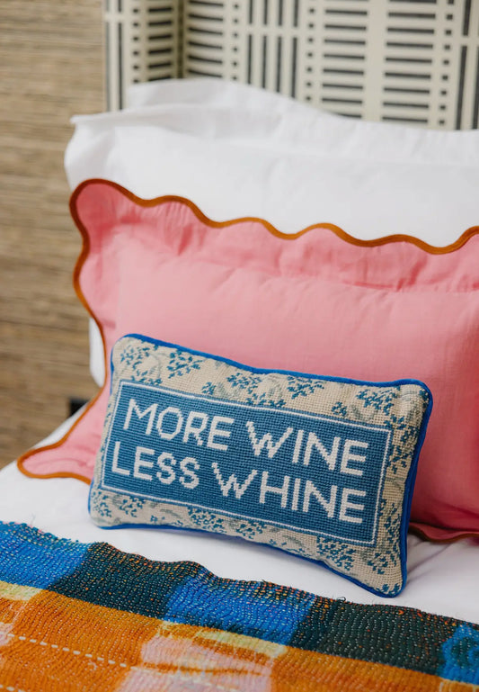 More Wine Needlepoint Pillow