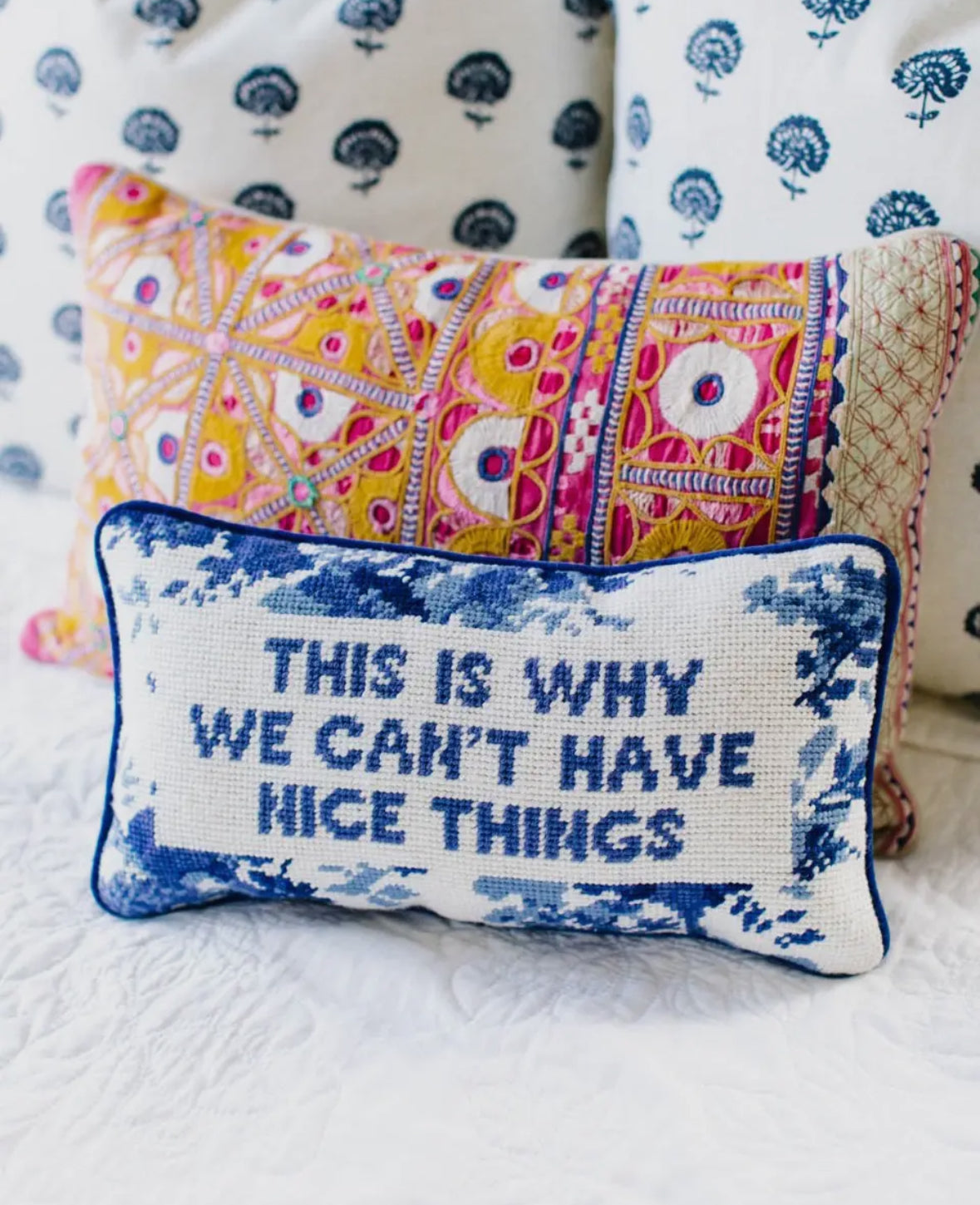 Nice Things Needlepoint Pillow