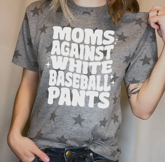 Moms Against White Baseball Pants Tee