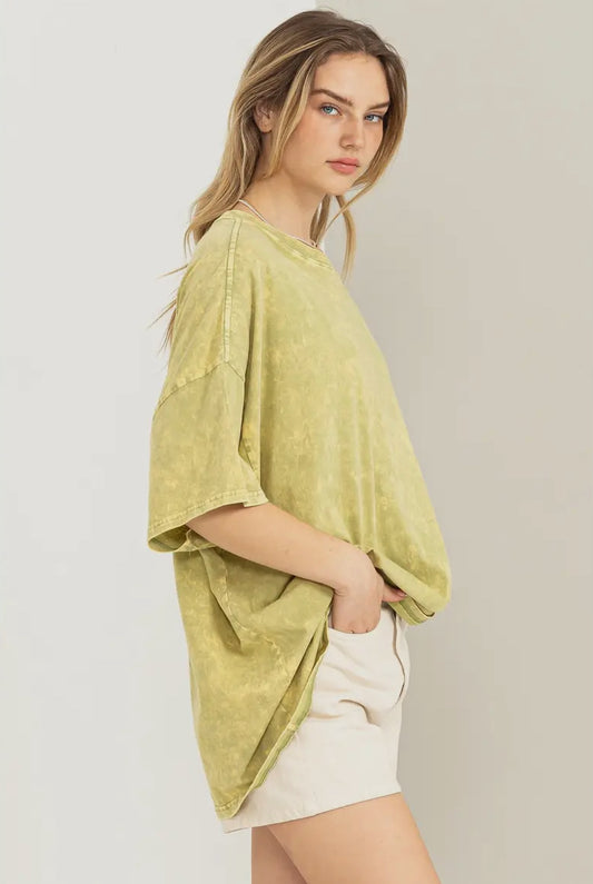 Dez Oversized Tee in Pale Olive