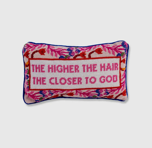 Higher the Hair Needlepoint Pillow