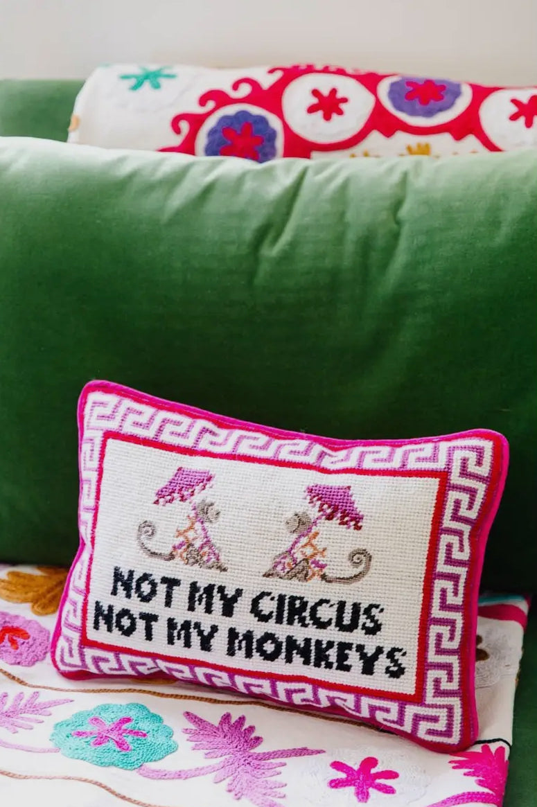 Not My Circus Needlepoint Pillow