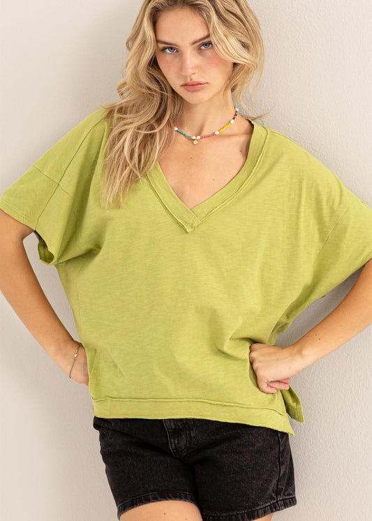 Dax Tee in Pale Olive