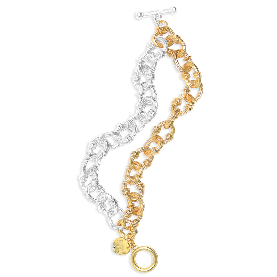 Mixed Metal Link Chain Bracelet